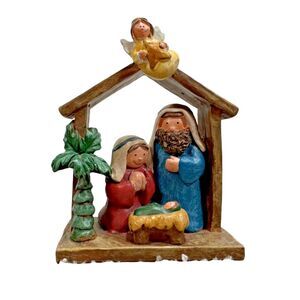 Nativity Scene Resin Mini Scene Figurine 4x5" Holiday Decor Multicolor Small